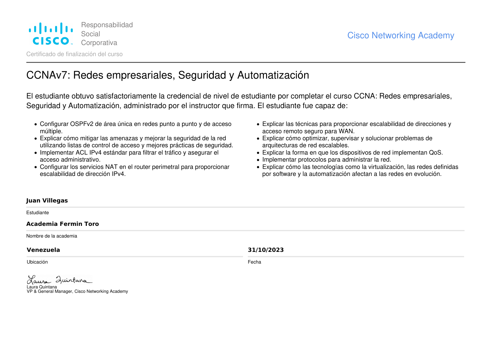 CCNA: Redes Empresariales, Seguridad y Automatización